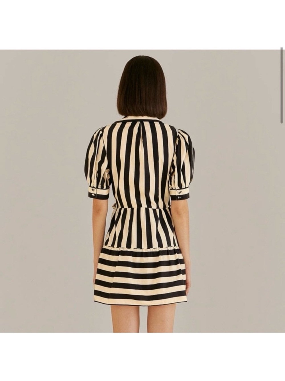 FARM Rio Black and Cream Striped Tie-Front Mini Dress - Picture 2 of 5